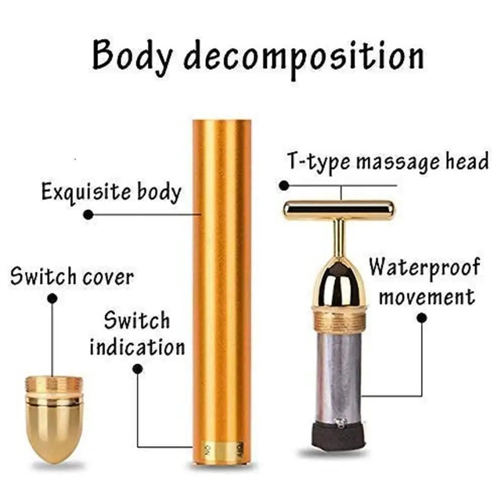 24K Gold Energy Beauty Bar Electric Facial Massage Roller 1k4wmh-4n